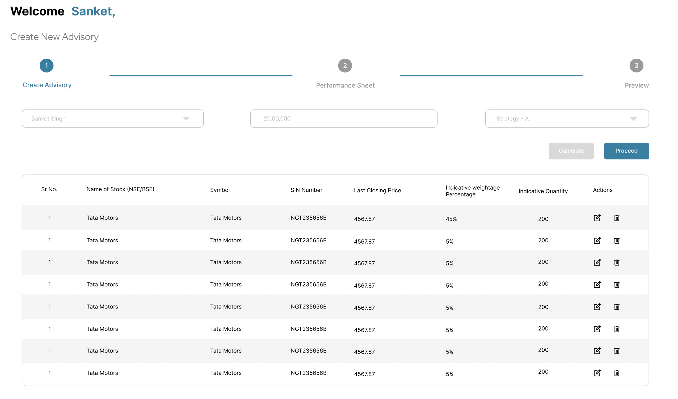 Strategy creation and update